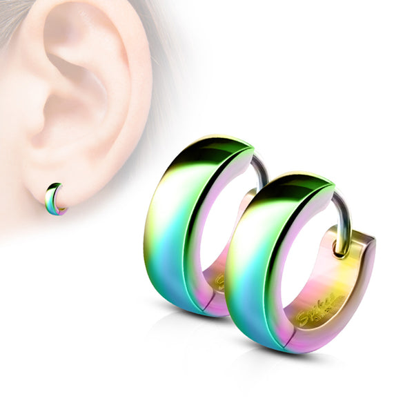 Classic Hinged Hoop Earrings Earrings 20 gauge Rainbow Stainless