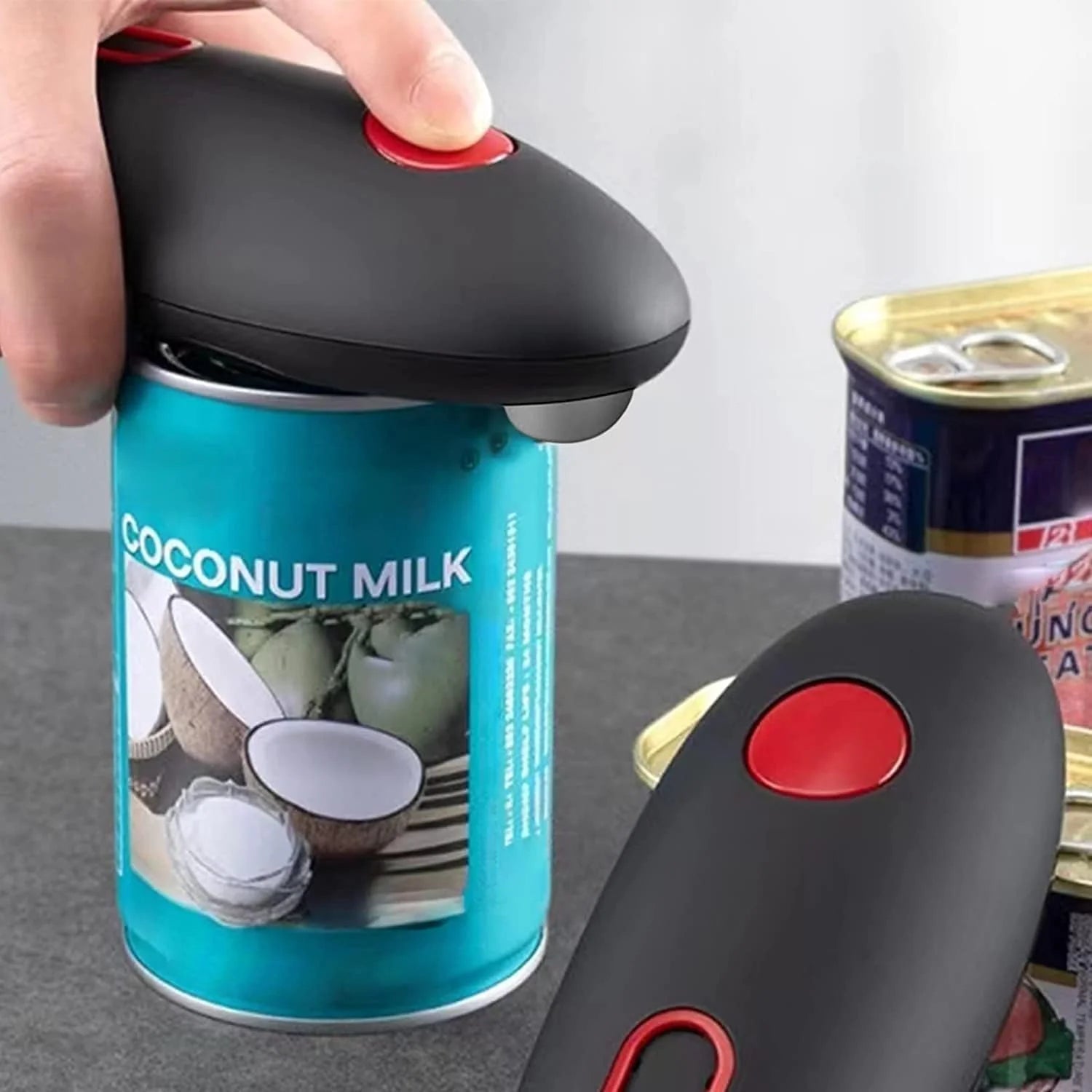 Electric Can Opener with Button Activation and Smooth-Cut Edges, Battery-Operated