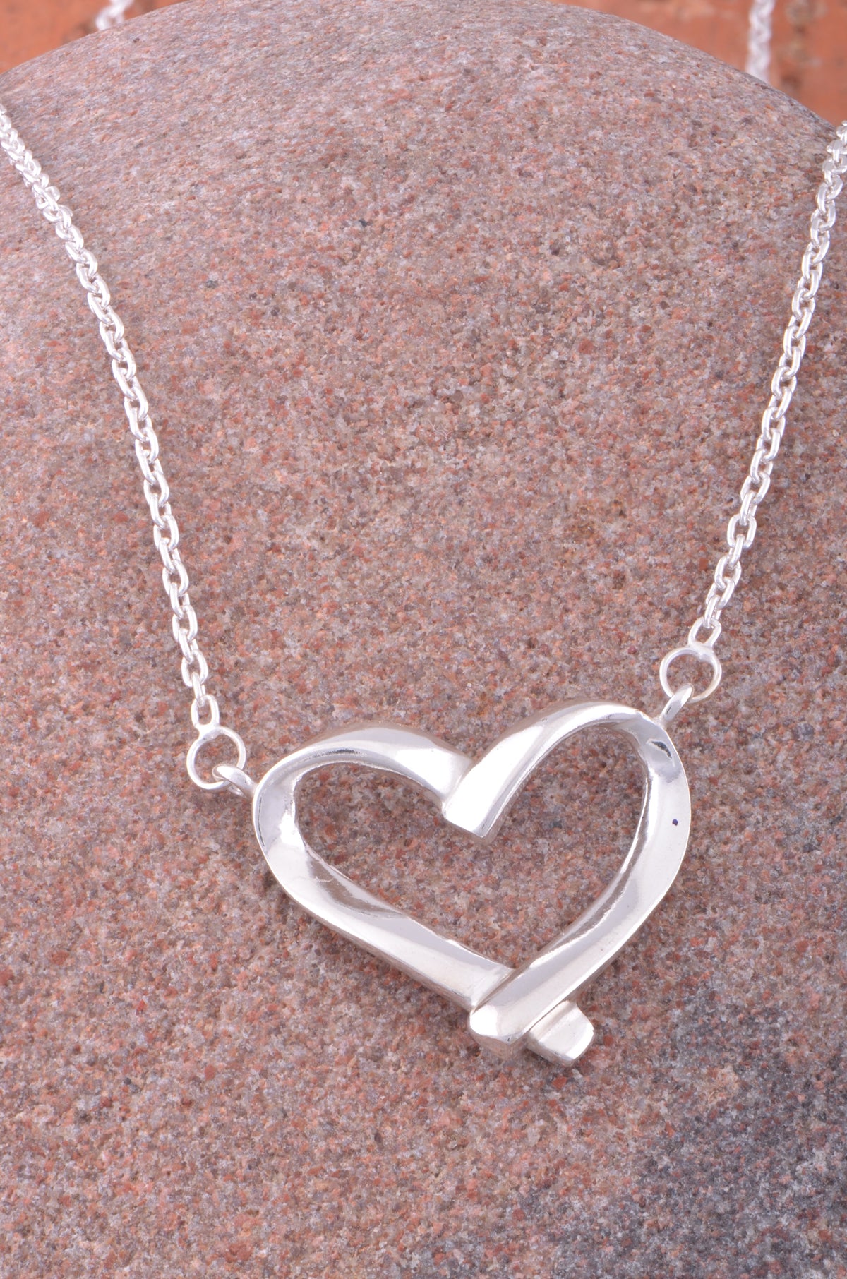 Sterling Silver Sterling Silver Women's Love Open Heart Necklace | — alternate view