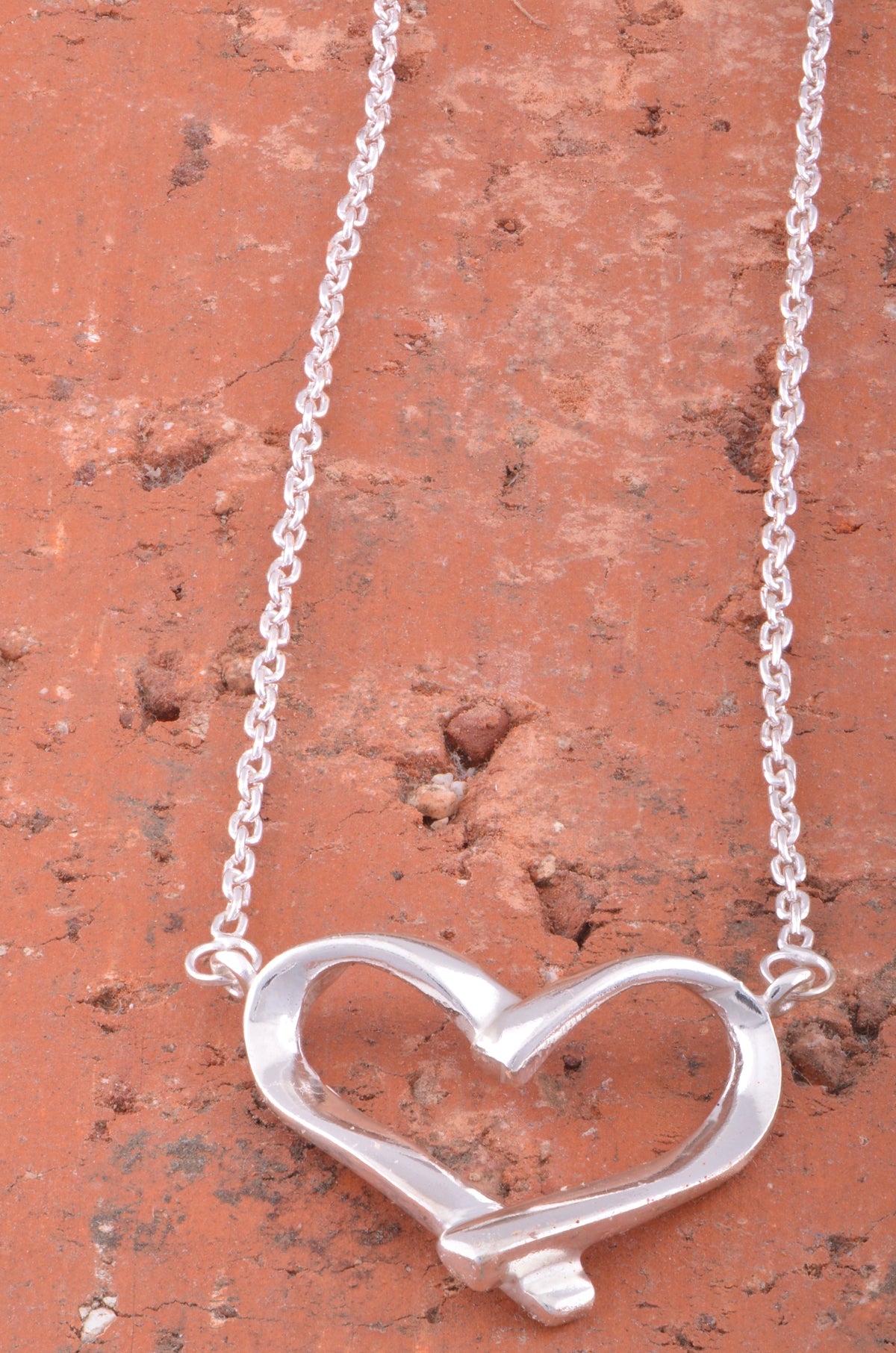 Sterling Silver Sterling Silver Women's Love Open Heart Necklace | — view 5
