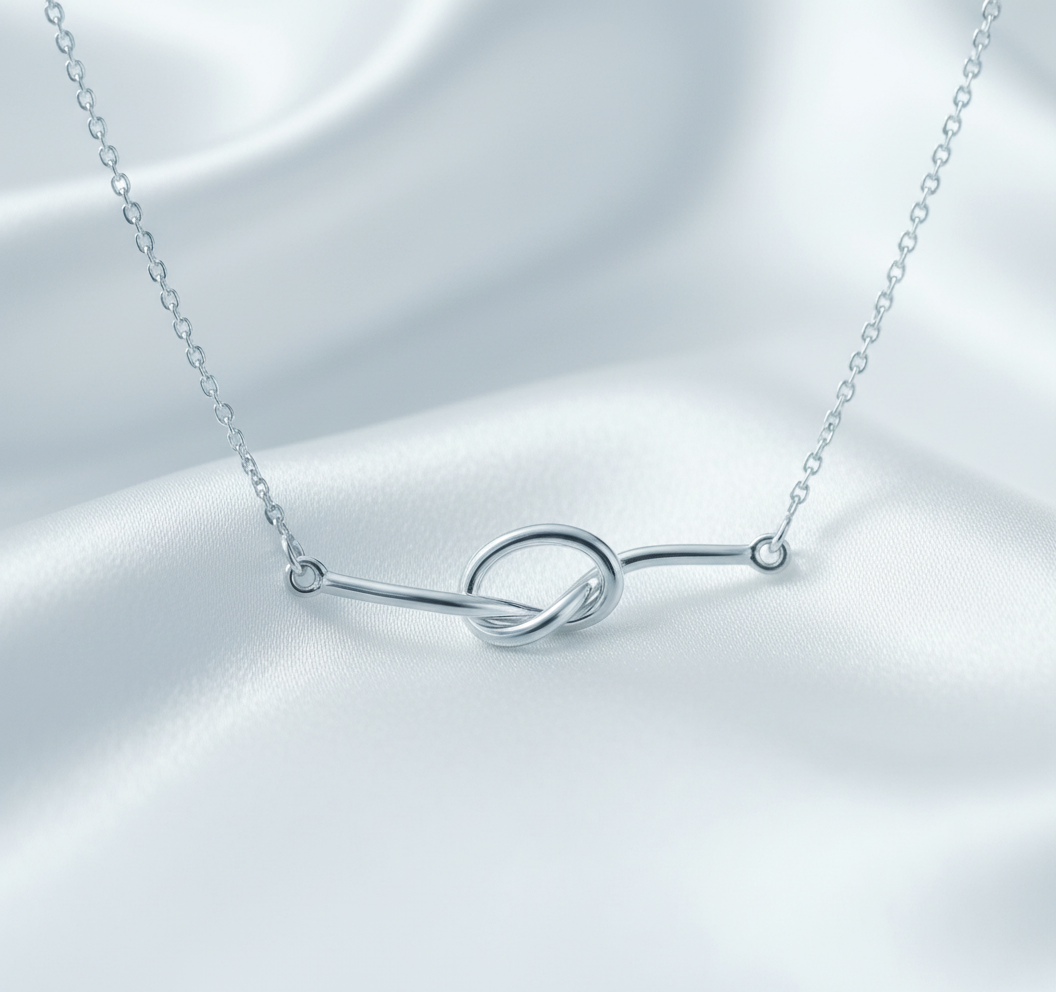 Sterling Silver Sterling Silver Women's Love Knot Necklace Silver Girls Knot Charm Necklace — view 5