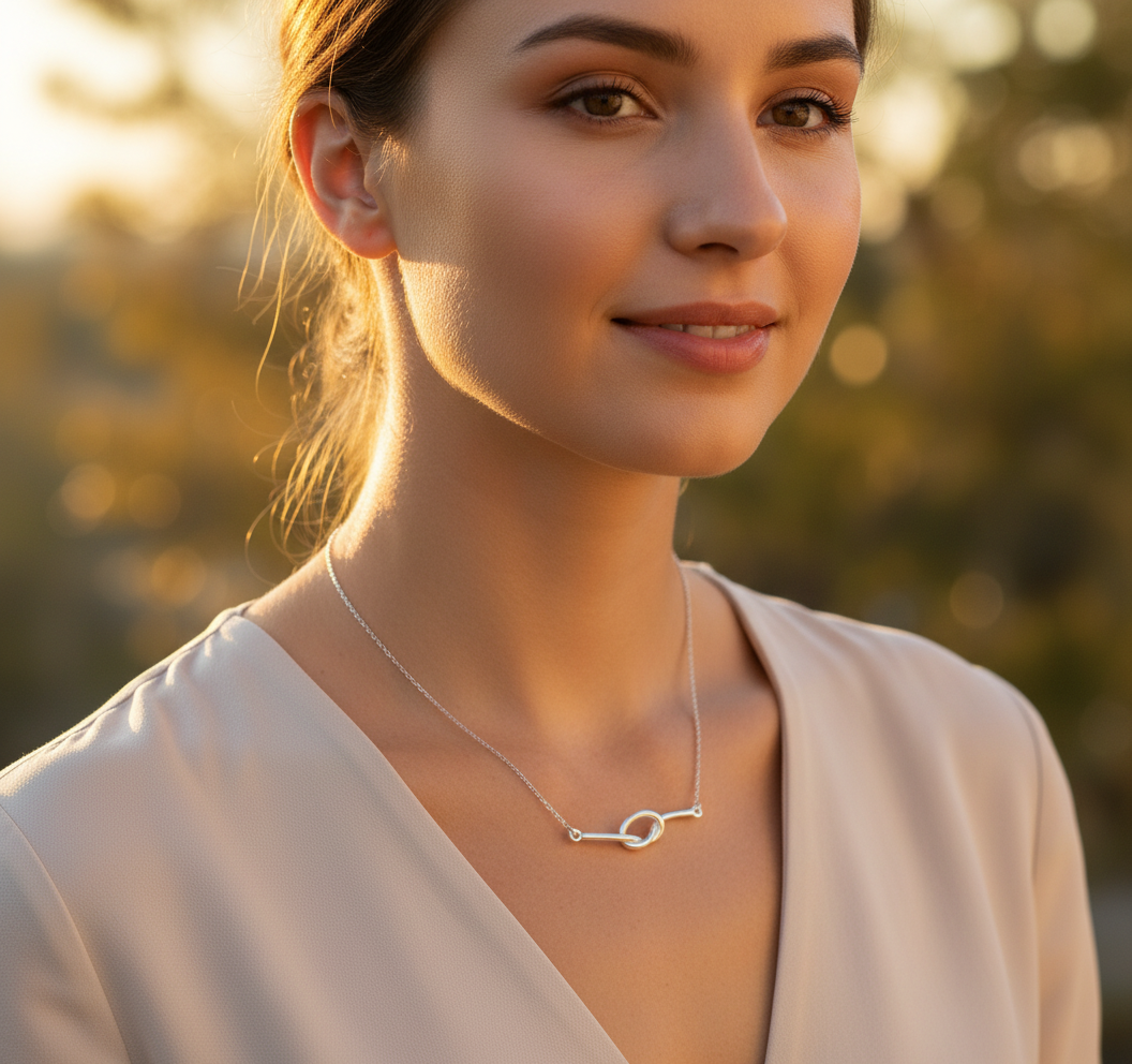 Sterling Silver Sterling Silver Women's Love Knot Necklace Silver Girls Knot Charm Necklace — alternate view