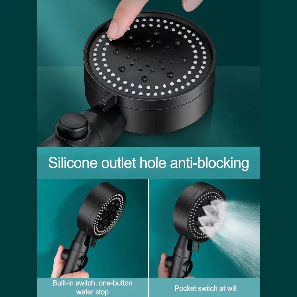 Handheld Shower Head with Five Spray Patterns and Pause Control
