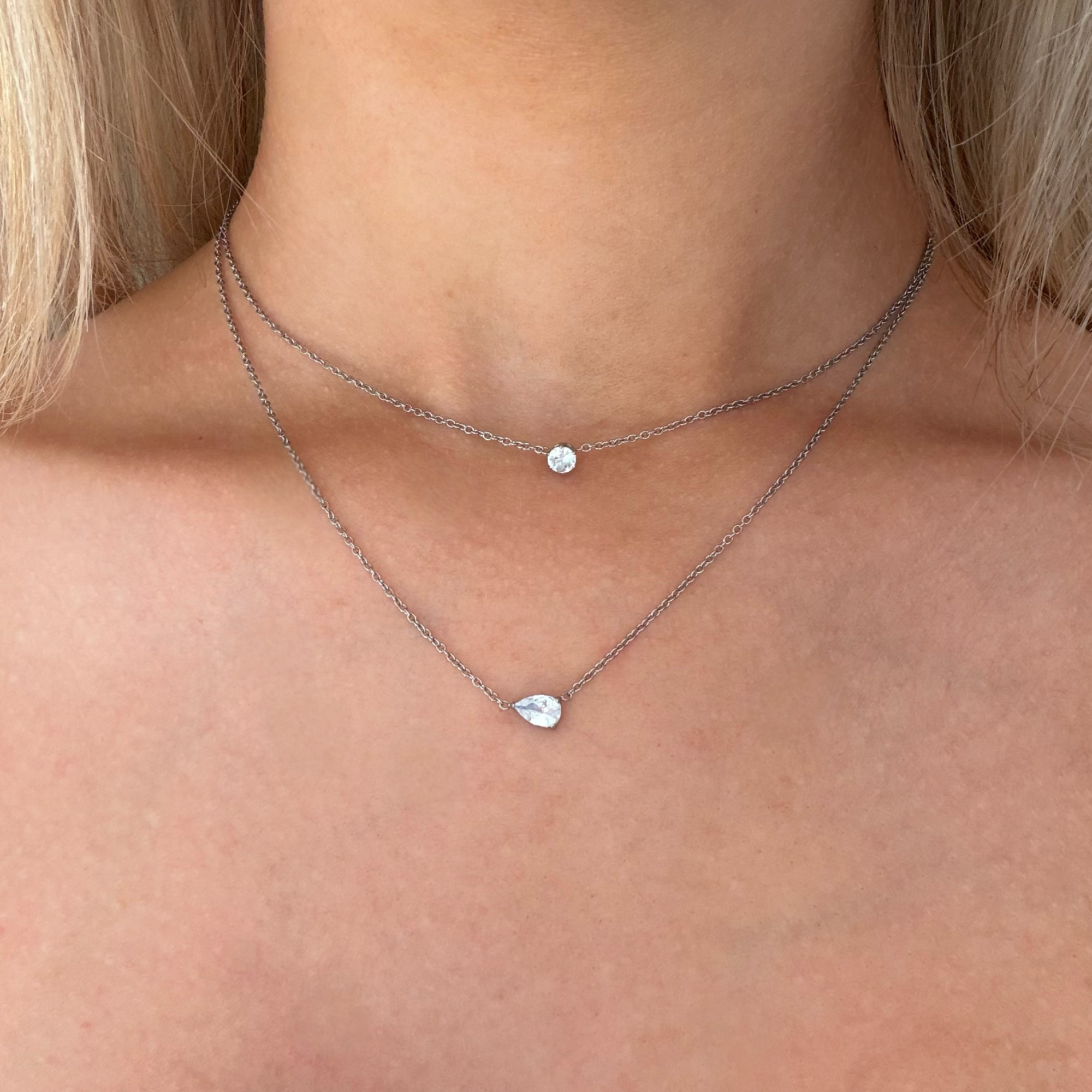 Layered Chain Necklace Set with 13 and 15 Inch Chains
