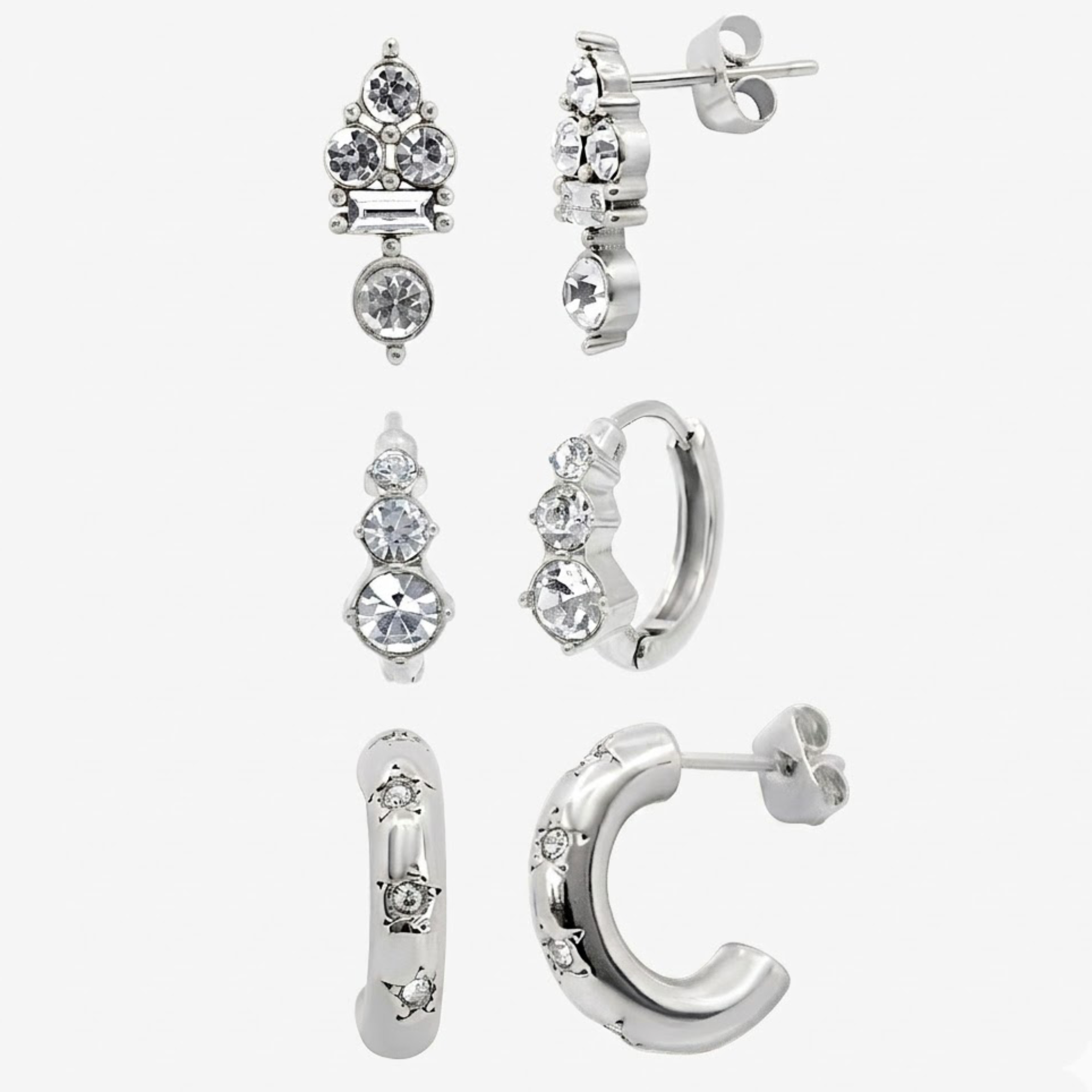 Kiss of Sparkle 3 Piece Earring Set - EVRYJEWELS