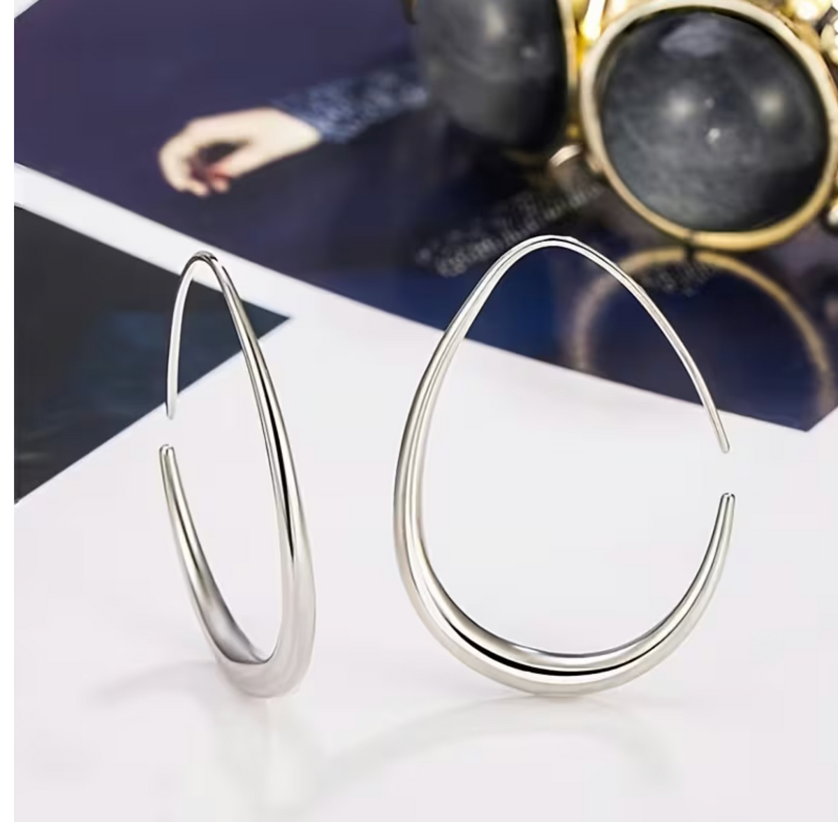Teardrop Hoop Earrings with Vintage Design and Alloy Construction for Formal Events