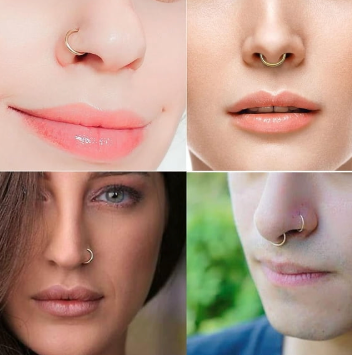 Steel Nose Hoops 20G with Multiple Sizes and Finishes, 9-Piece Set