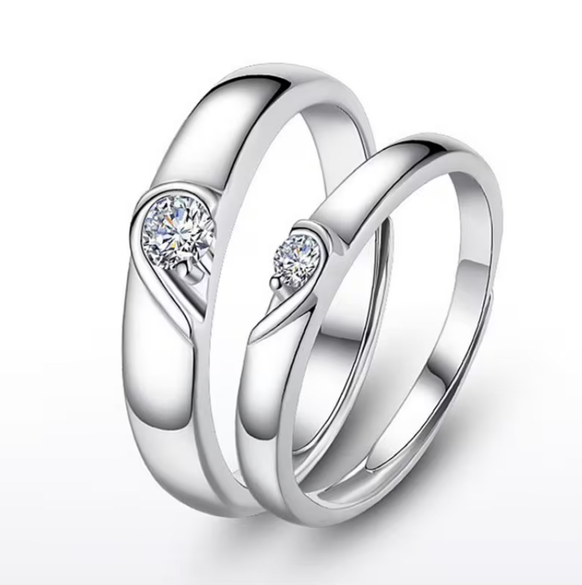 Adjustable Couple Rings with Open Band Design, Set of Two