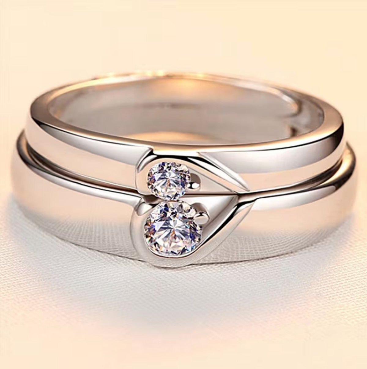 Adjustable Couple Rings with Open Band Design, Set of Two