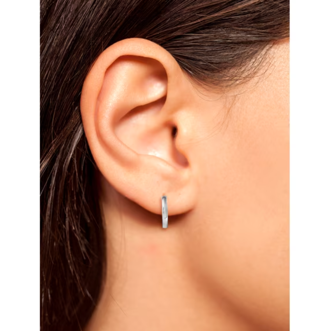 Polished Hoop Earring Set with Silver Plated Brass and Hinge-Back Closure, 3 Pairs