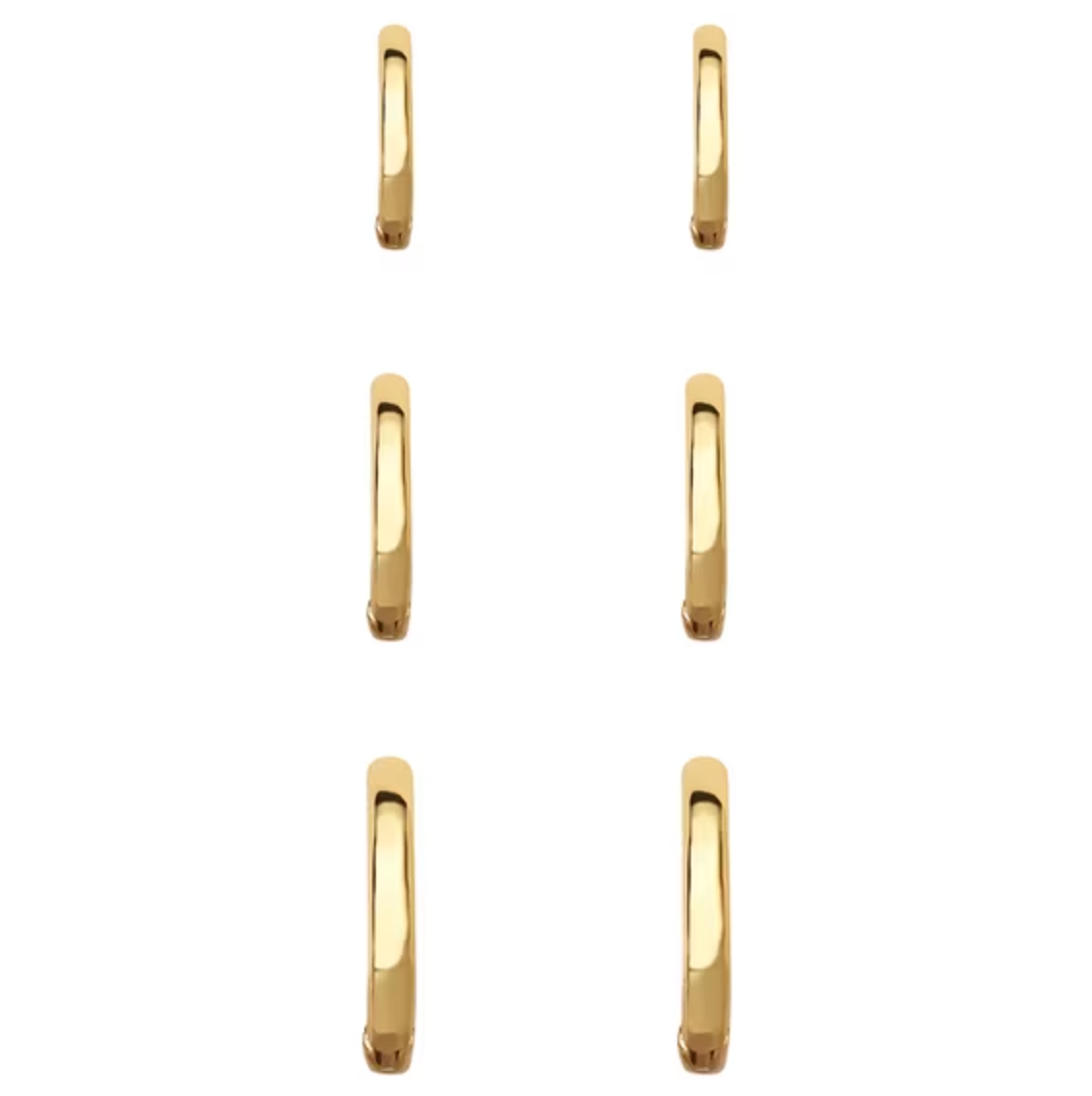 Polished Hoop Earring Set with Silver Plated Brass and Hinge-Back Closure, 3 Pairs