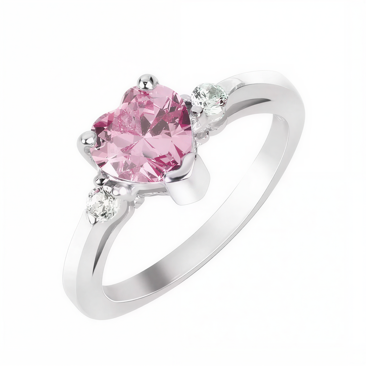 Heart Shaped Cubic Zirconia Ring in Sterling Silver