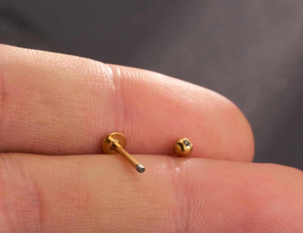 Labret Studs 16G with Threaded Ball Ends and Flat Back, 6 Piece Set