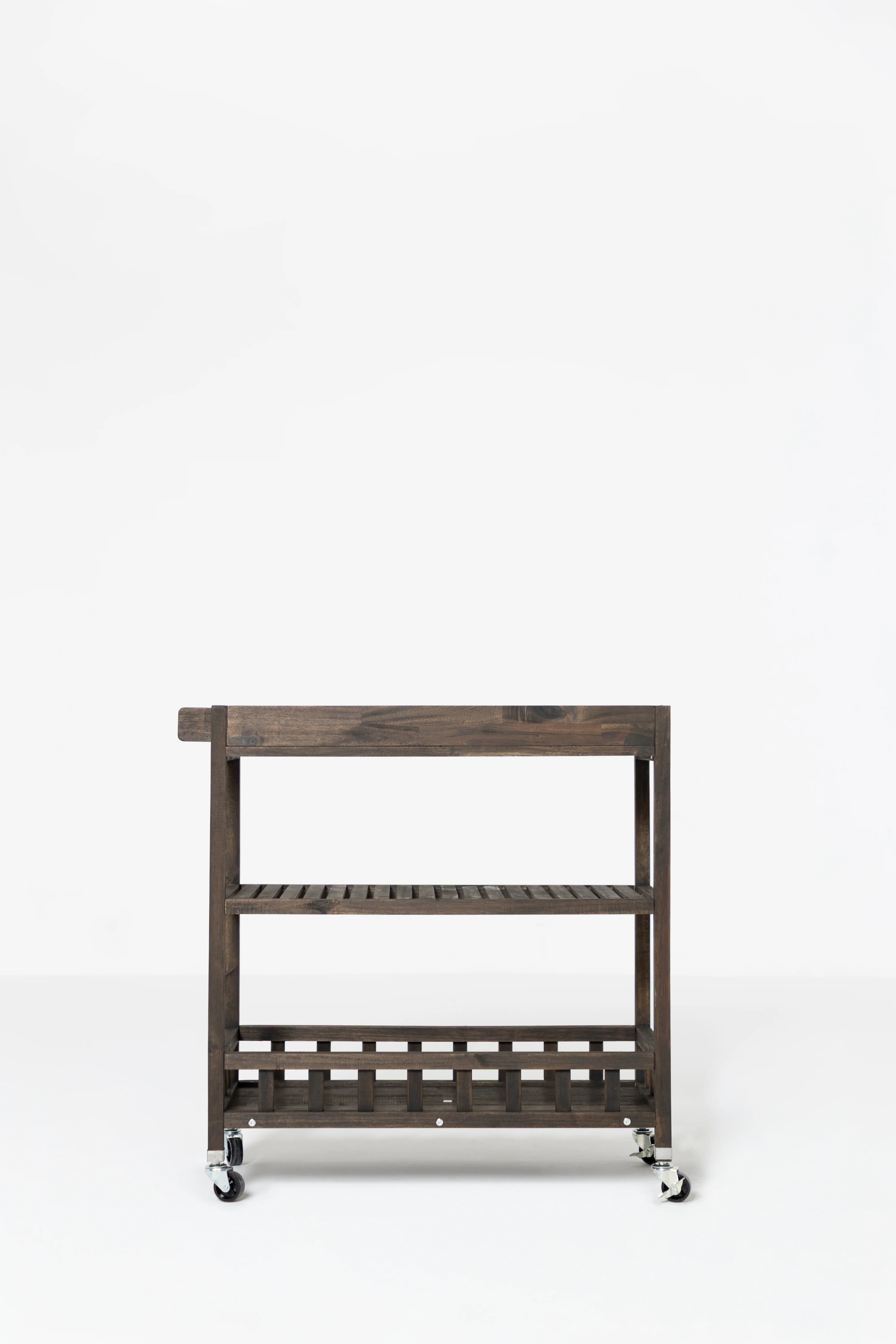 Wooden Trolley Espresso Finish, 3-Tier Mobile Cart, Serving & Storage