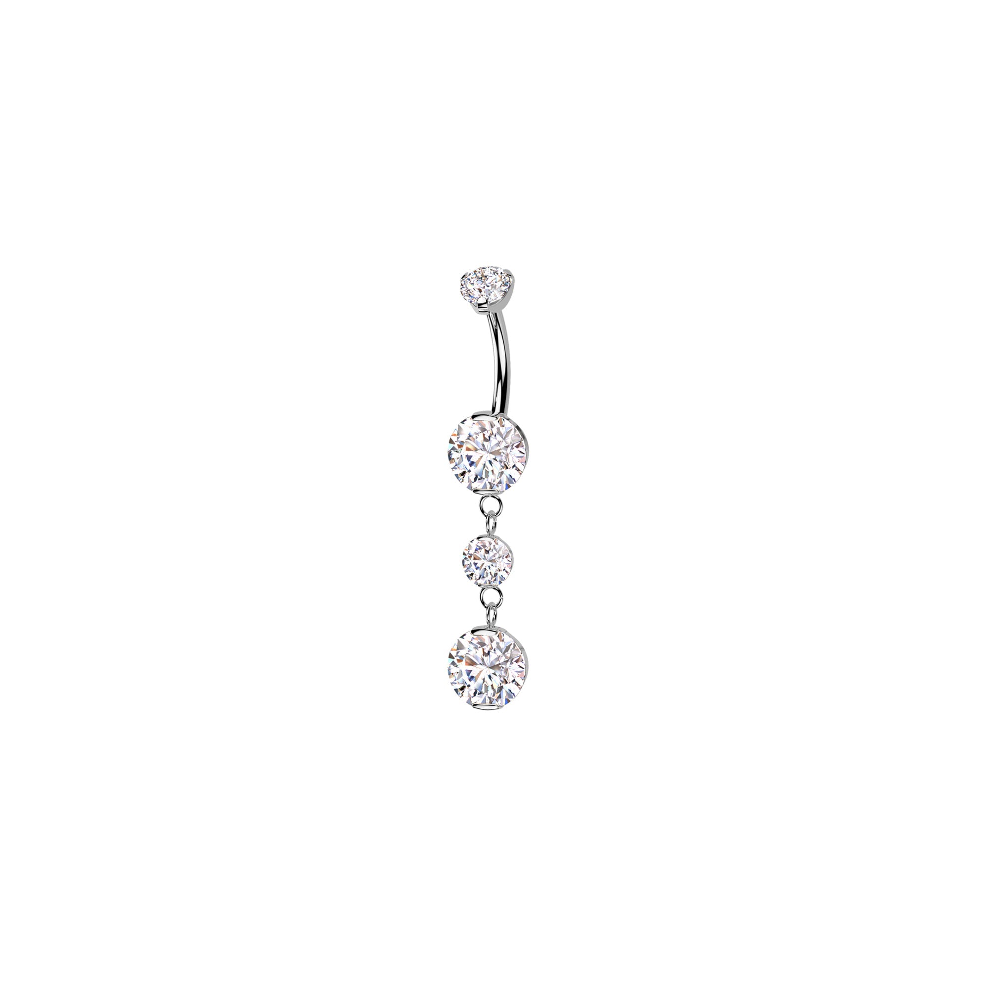 Implant grade titanium internally threaded CZ dangle belly ring 14G
