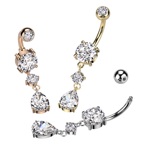 Teardrop CZ Belly Dangle Belly Dangles