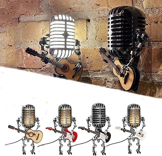 Poseable Robot Microphone Desk Lamp with LED Lighting and Adjustable Joints