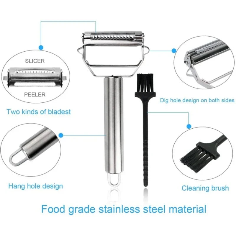 Vegetable Peeler with Dual Stainless Steel Blades and Julienne Cutter