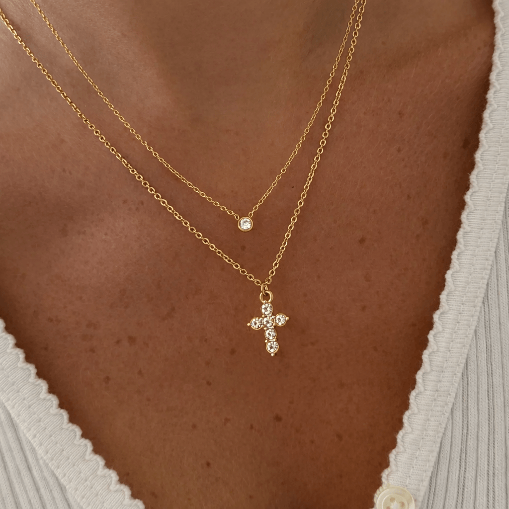 Cross Pendant Necklace with Chain and Clasp Closure
