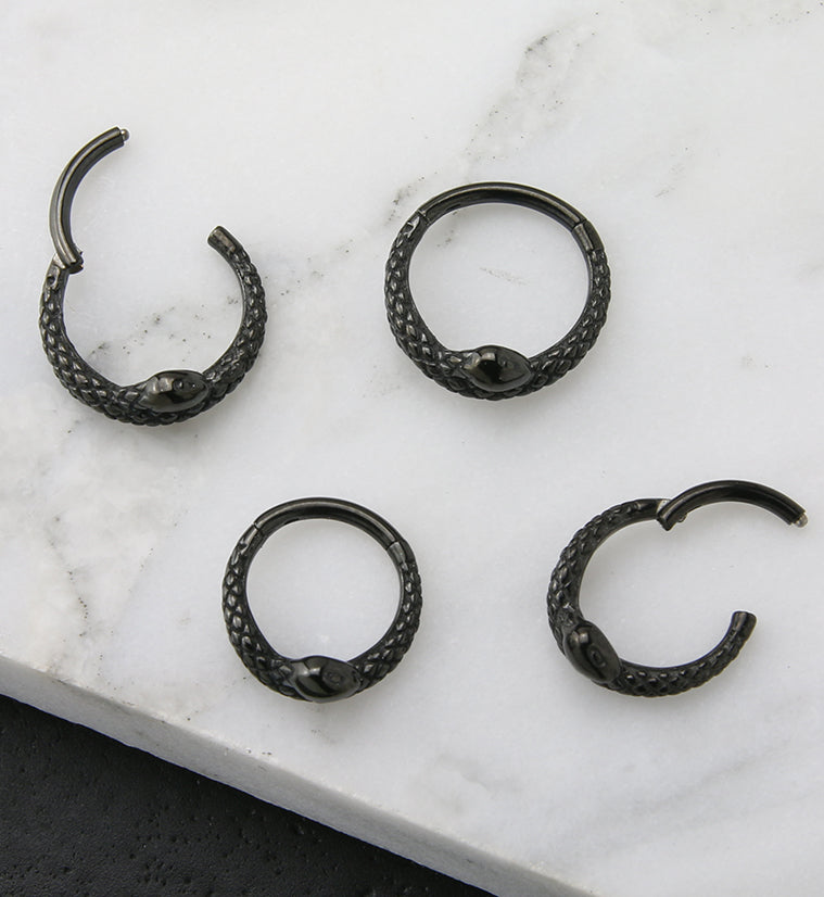 Black PVD snake hinged segment ring