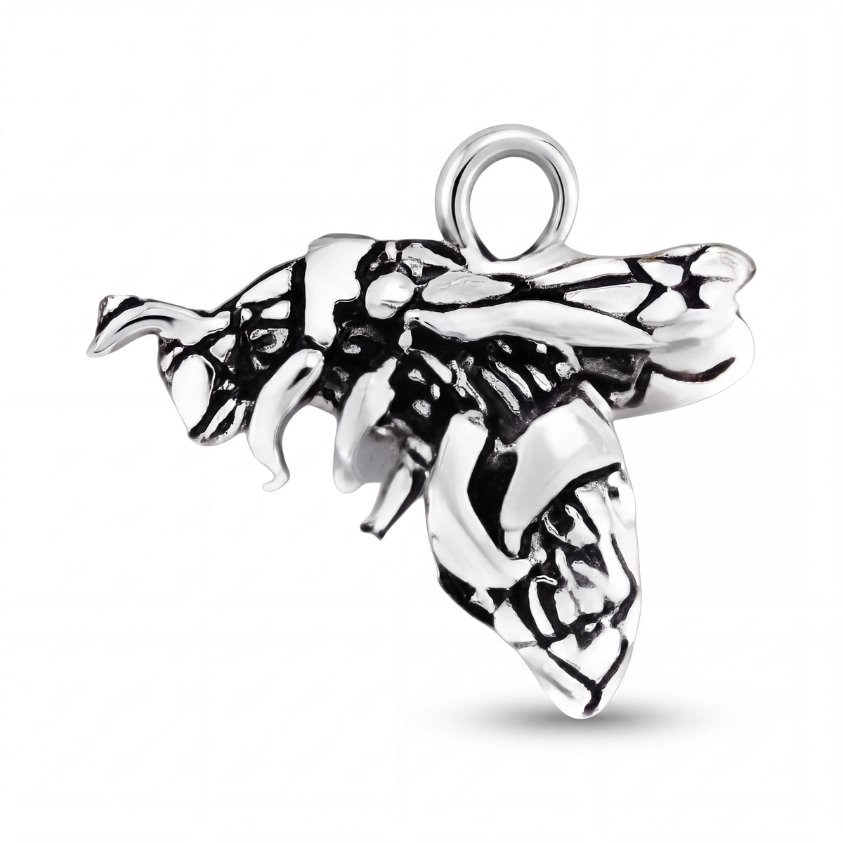 Sterling Silver Bee Charm with Detailed Wings for Bracelets and Necklaces