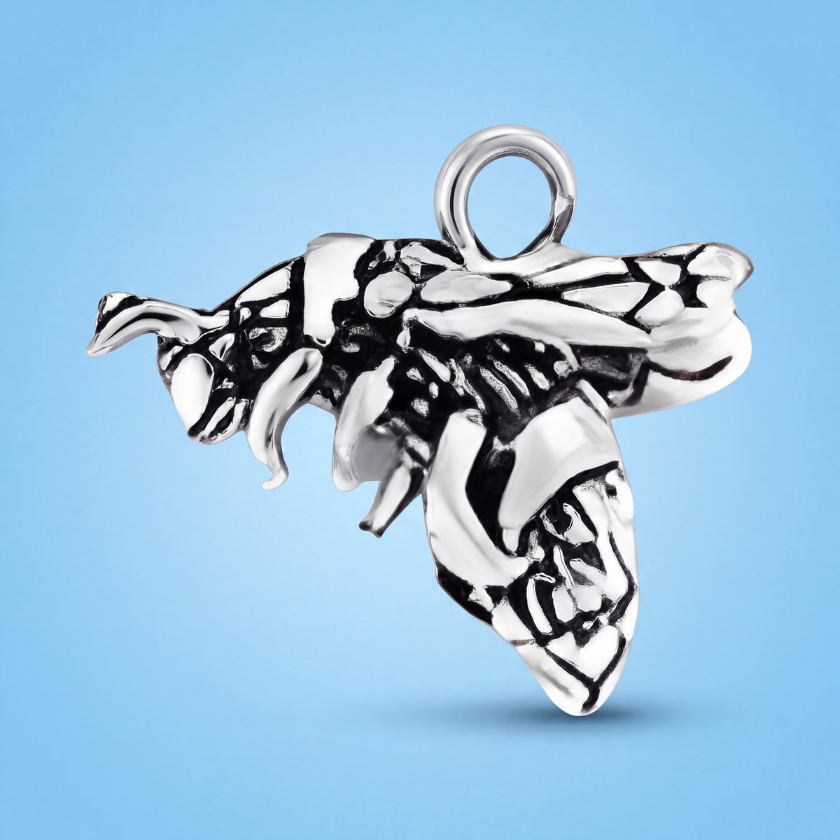 Sterling Silver Bee Charm with Detailed Wings for Bracelets and Necklaces