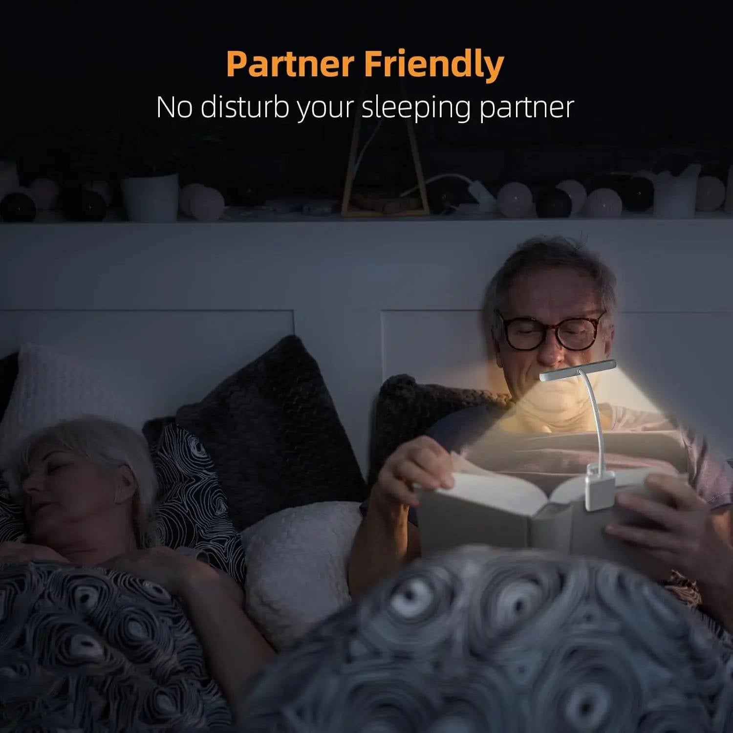 Clip-On Reading Light with Adjustable Color Temperature and 360-Degree Gooseneck
