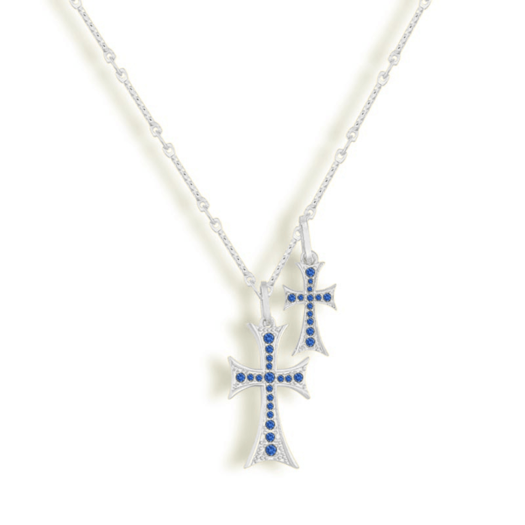 Layered Cross Pendant Necklace with Chain and Clasp