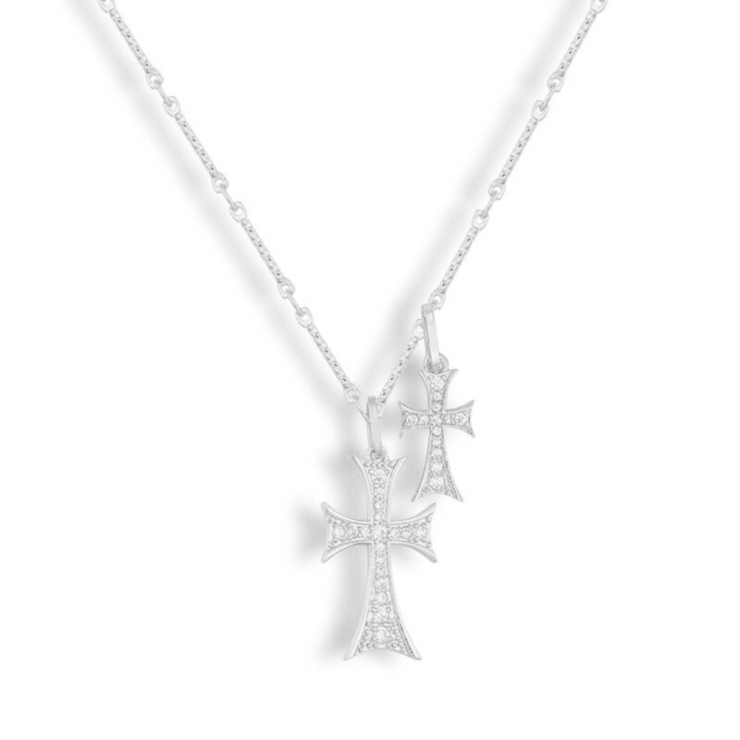 Layered Cross Pendant Necklace with Chain and Clasp