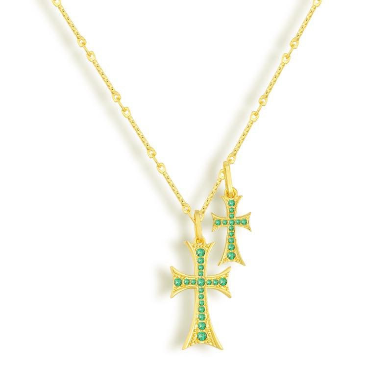 Layered Cross Pendant Necklace with Chain and Clasp