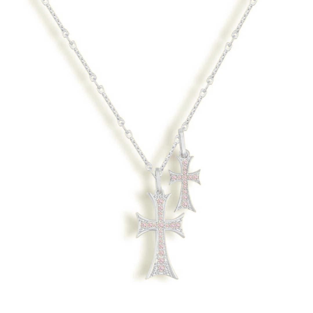 Layered Cross Pendant Necklace with Chain and Clasp