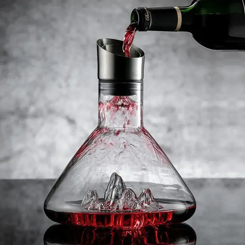 Crystal Wine Decanter with 12-Stream Aerator and Stainless Steel Filter, 1500ml