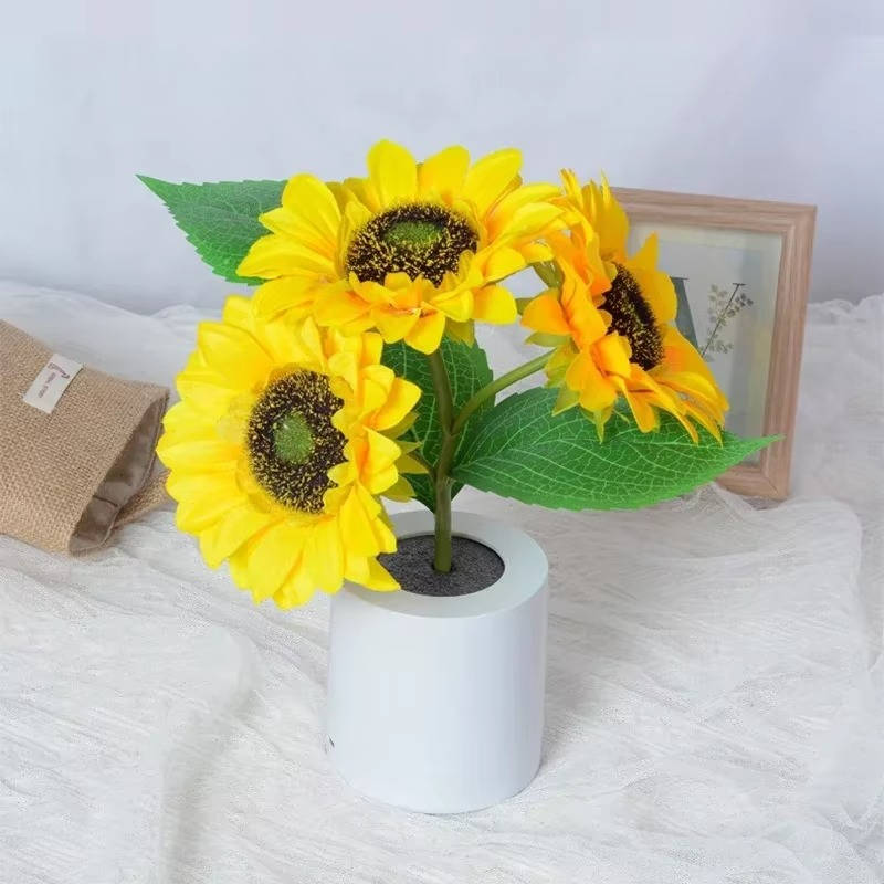 Floral LED Night Light with Flexible Copper Wire Stem and Adjustable Brightness