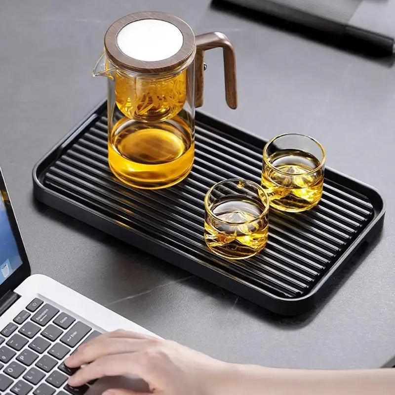 Borosilicate Glass Teapot with Water Separation Infuser and Wooden Handle