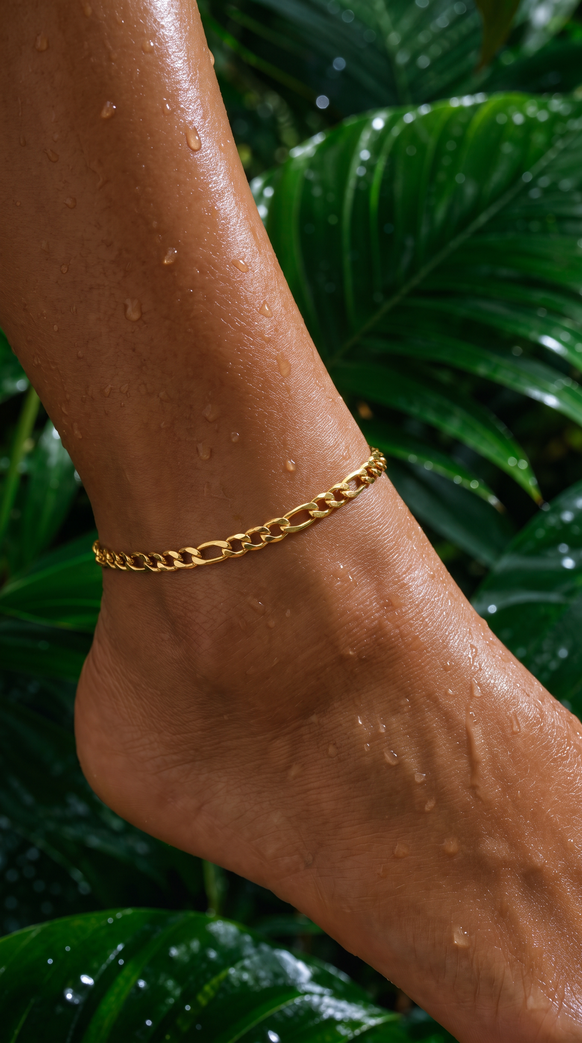 Gold Plated Stainless Steel Figaro Anklet