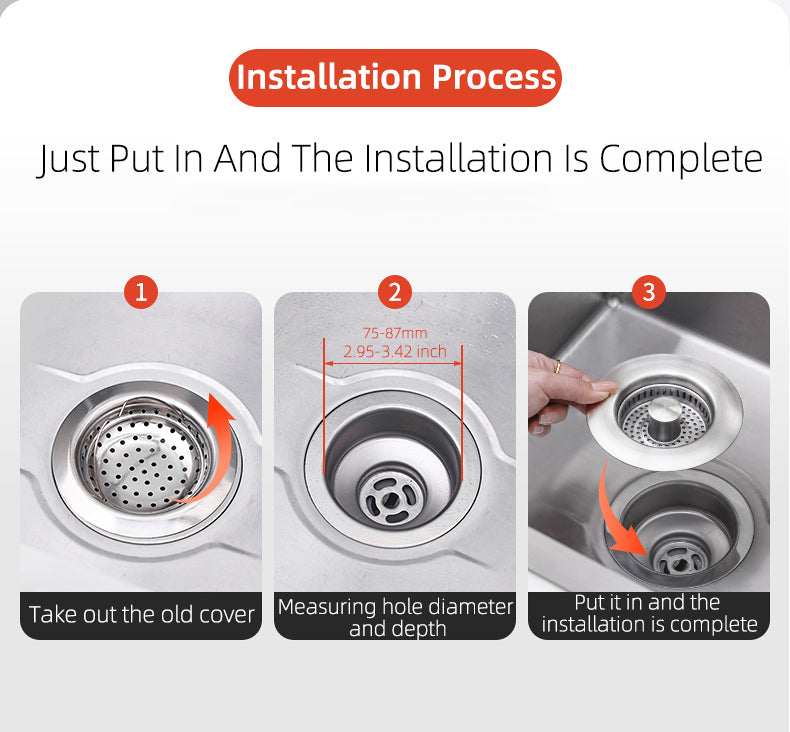 Pop-Up Sink Drain Strainer with Stainless Steel Basket and Brass Spring