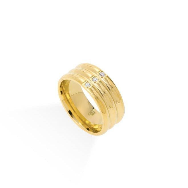 Three-Band Ring with Stone Embellishments
