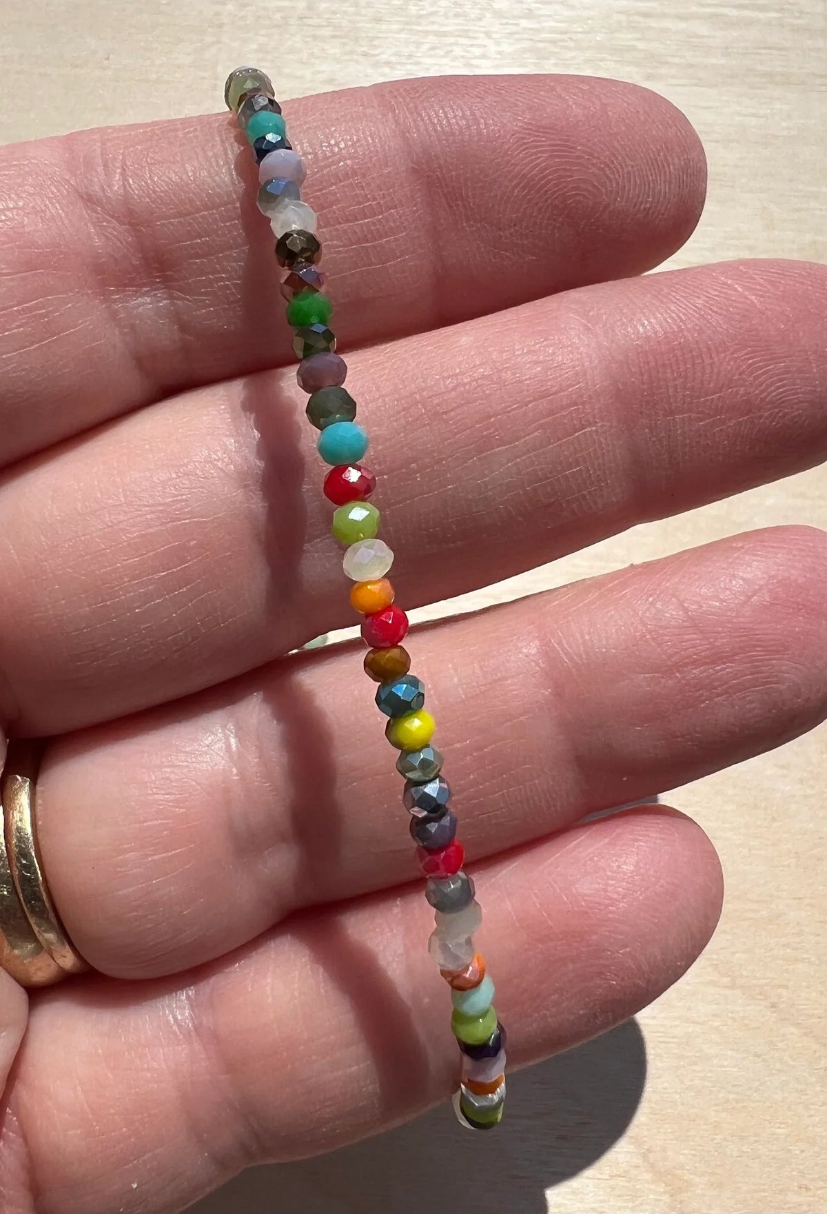 Multicolor Glass Bead Anklet with Stainless Steel Clasp and Nylon Cord