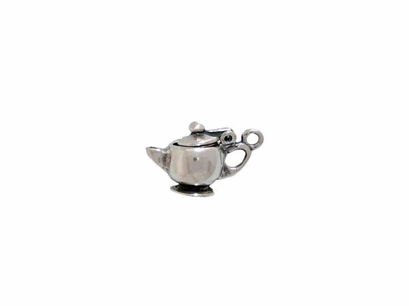 Sterling Silver Teapot Charm with Detailed Spout and Loop Handle