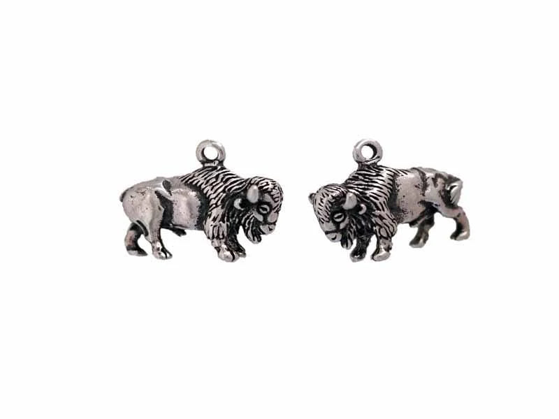 Bison Charm with Secure Loop for Bracelets and Necklaces