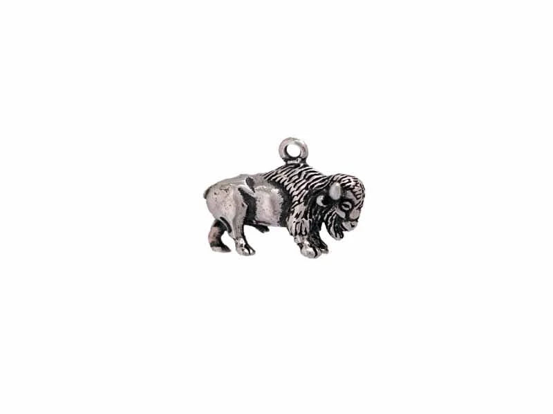 Bison Charm with Secure Loop for Bracelets and Necklaces