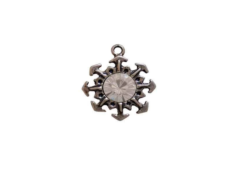 Snowflake Charm with Cubic Zirconia Stone Accents and Attachment Loop