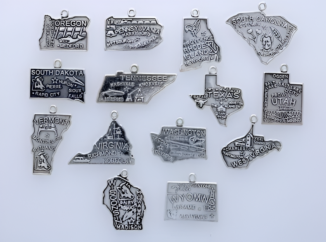 State Outline Sterling Silver Charm, 1 inch