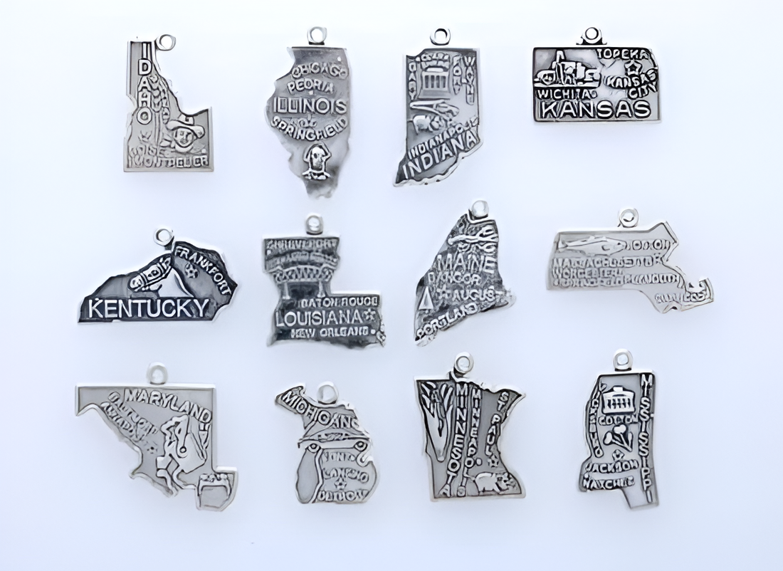 State Outline Sterling Silver Charm, 1 inch