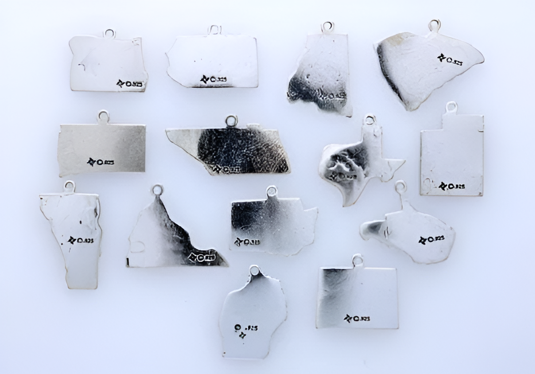 State Outline Sterling Silver Charm, 1 inch