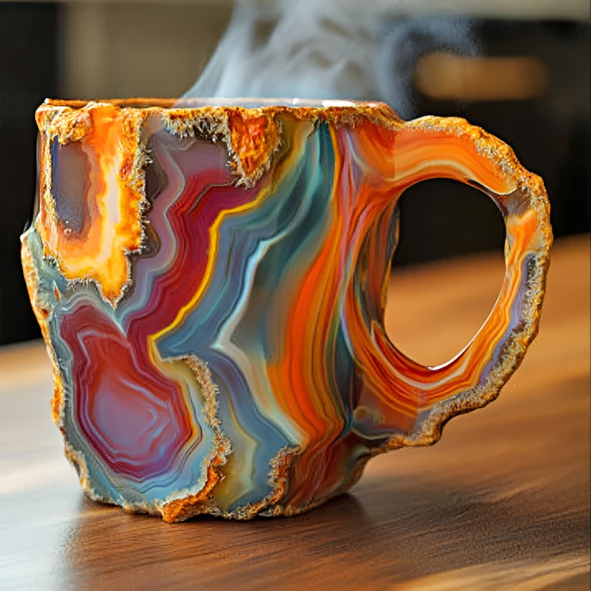 Faceted Crystal Coffee Mug with Geometric Design and Heat Retention