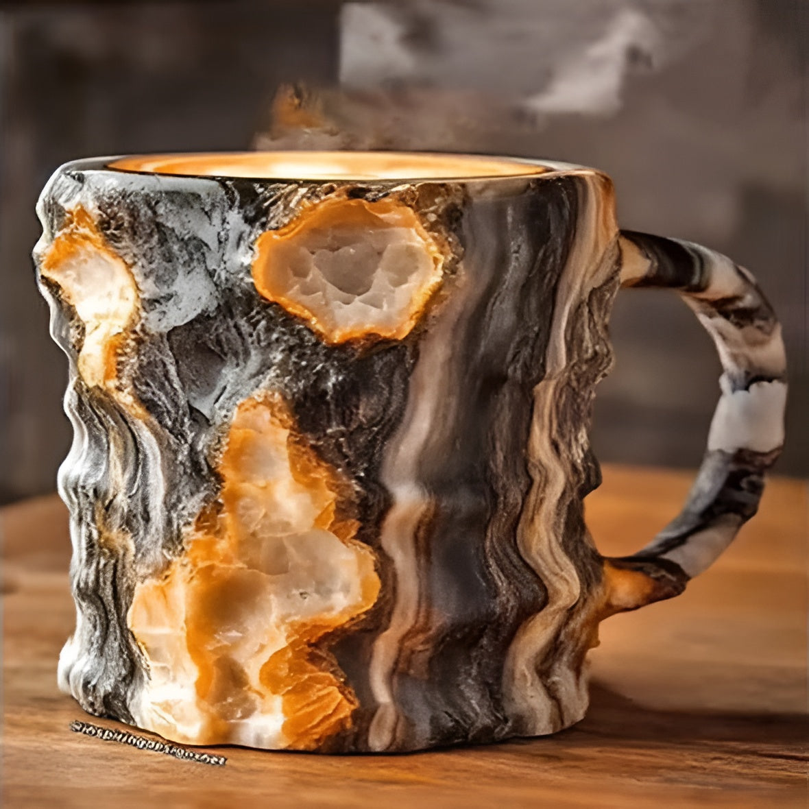 Faceted Crystal Coffee Mug with Geometric Design and Heat Retention