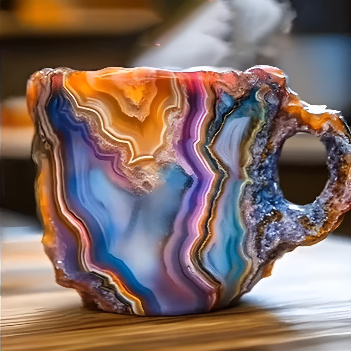 Faceted Crystal Coffee Mug with Geometric Design and Heat Retention