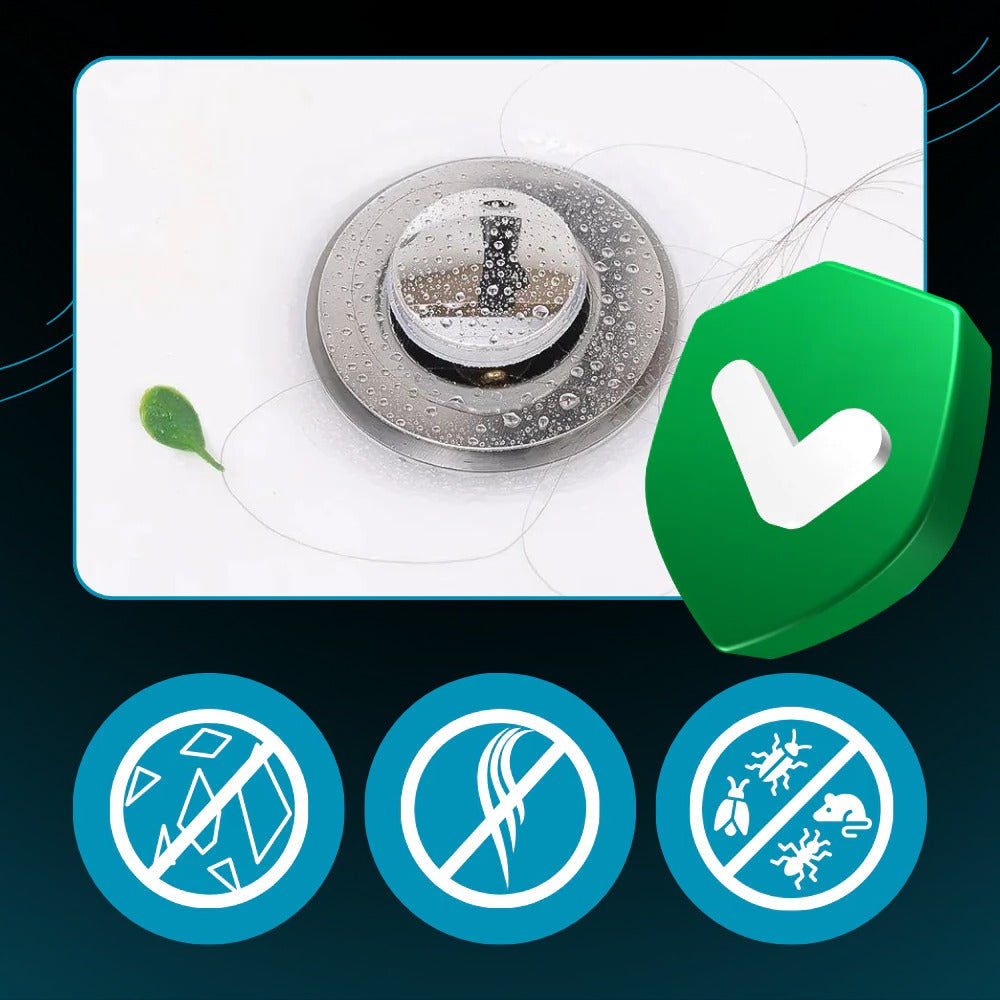 Pop-Up Sink Stopper with Basket Strainer and Odor Seal for Standard Drains