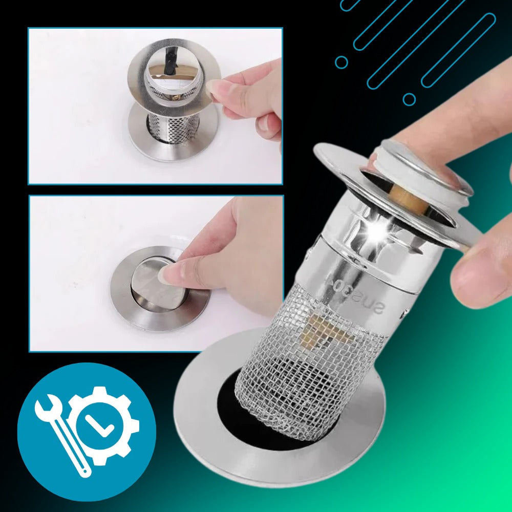 Pop-Up Sink Stopper with Basket Strainer and Odor Seal for Standard Drains